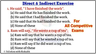 Direct Indirect speech Practice Set | Direct and Indirect Speech in English grammar|Narration change