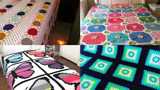 Tığ işi örgü yatak örtüsü modelleri #el örgüsü motifli yatak örtüsü battaniye örnekleri