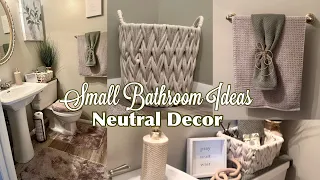 DIY Small Bathroom Makeover and Decorating Ideas! How To Decorate Neutral Half Bath