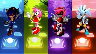 Sonic Exe 🆚 Amy Exe Sonic 🆚 Amy Rose Sonic vs Silver Sonic | Sonic EDM Rush Tiles Hop