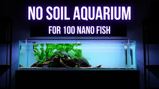 NO SOIL BIG SHALLOW AQUARIUM for 100 NANO FISH | Step by step AQUASCAPING TUTORIAL | EP1