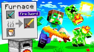 Crafting FIRE WEAPONS in MINECRAFT! (overpowered)