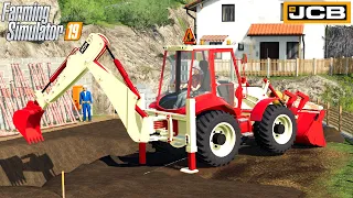 Farming Simulator 19 - BACKHOE LOADER Digging The Dirt At A Construction Site