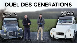 2cv A 1955 VS 2cv 6 1987 - Le duel des générations ! - Comparatif 2cv FR