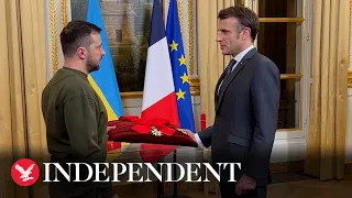 Macron presents Legion of Honour medal to Zelensky during Paris visit