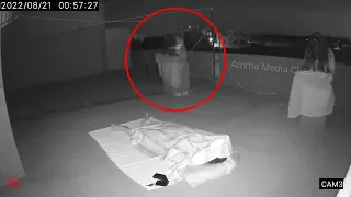 The Real ghost enters the body of a man sleeping on the terrace CCTV footage
