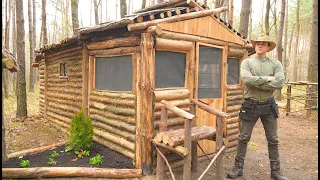 One Year Alone in the Log Cabin | Building of the Tiny Home in the Forest