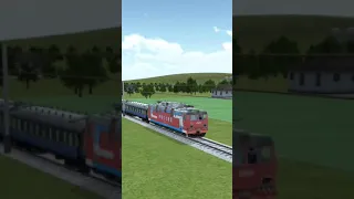 Электровоз ВЛ65 с пассажирским поездом в игре Train Sim