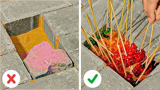 Fixing A Broken Pothole With Edible Gummy Bears And Epoxy