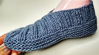 💥💥 Slippers with knitting needles without a seam on the sole - in a couple of hours for any size!