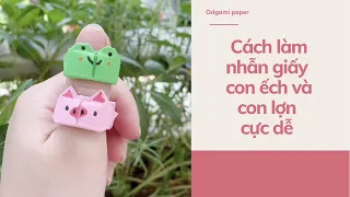 Cách làm nhẫn giấy dễ nhất| Origami Paper Ring Frog & Pig| Оригами КОЛЬЦО Лягушка, Свинка из бумаги