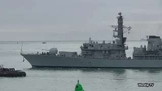 HMS PORTLAND F79 LEAVES DEVONPORT NAVAL BASE AT DEVILS POINT - 7th February 2022