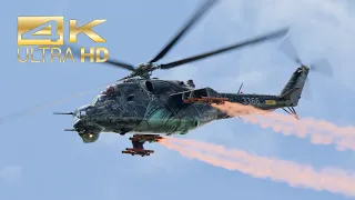 (4K) Mi-171 Sh and Mil-Mi 24 V Czech Air Force flying Display Airpower 2022 AirShow Zeltweg LOXZ