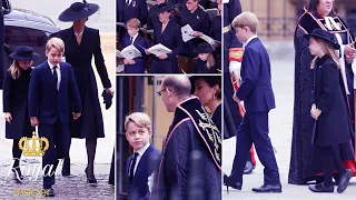 Charlotte lets George take lead as they arrive at the Queen's funeral to bid farewell to 'Gan gan'