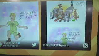 Viral sketch of Steve Irwin welcoming animals killed in Australian bushfires has people in tears