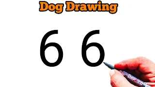 How to draw dog from number 66 | Easy dog drawing | Puppy drawing | number drawing