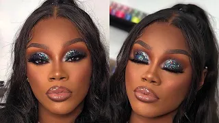 Smokey glitter glam ✨🐐X explain step-by-step  #makeuptutorial