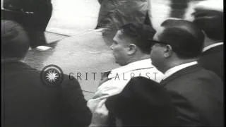 Teamster boss Jimmy Hoffa arrives at Federal prison in Lewisburg, Pennsylvania HD Stock Footage