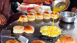 Pakistani Street Food - The BEST BREAKFAST EGG SANDWICHES! Karachi Pakistan