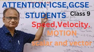 MOTION.Speed and velocity.Scalar and vector quantities.ICSE,GCSE class 9.