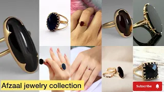 🥰 Single black stone simple ring 💍 Afzaal jewelry collection