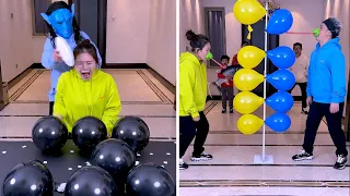 The Balloon Popping Challenge Is So Exciting. Do You Dare To Try It? # Funnyfamily# Party Games