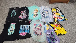 Stretching and ripping up Vocaloid and anime t-shirts (Miku, Kaito and Rin)