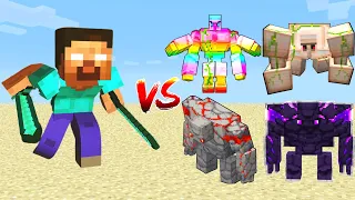 HEROBRINE vs BOSS GOLEMS in Minecraft Mob Battle