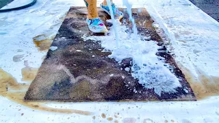 Terrible dirty carpet cleaning satisfying rug washing carpet foam scraping ASMR