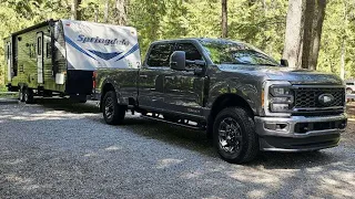 2023 Ford F350. Towing a 7k camper up 7% hill.
