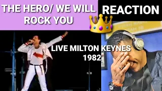 QUEEN- The Hero/We Will Rock You (fast version) Live at the Bowl 1982 (FIRST TIME REACTION).