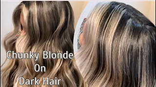 Chunky Blonde On Dark Hair | Lifting Level 2-10 With BLONDE SOLUTIONS | 2000s CHUNKY Highlights