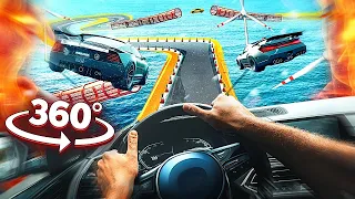 VR 360 STUNT RACING ON A CRAZY TRACK - Cars Jump and Crash | Virtual simulation 4K |