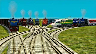 8 Trains Risky Railroad Crossing On Bumpy Tracks #trainsimulator #train #railroad