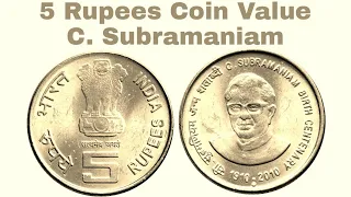 ₹5 Coin Price: 5 Rupees C. Subramaniam Coin Value