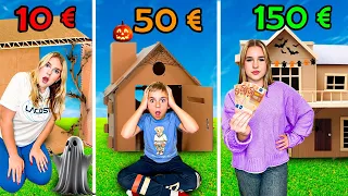 10€ VS 50€ VS 150€ pour Construire Une Cabane Effrayante D'Halloween En CARTON | Budget Challenge !