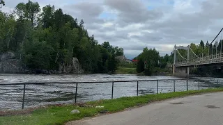 Mektig flom i Glomma forbi Askim 25. august 2023 - Mighty flood in the Glomma River in Norway