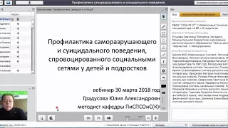 Вебинар «Профилактика саморазрушающего и суицидального поведения...»