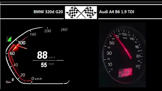 BMW 320d G20 VS. Audi A4 B6 1.9 TDI - Acceleration 0-100km/h