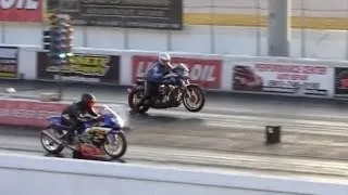 Harley runs 10.4 @ 128 MPH vs Street Bike Drag Racing 1/4 Mile