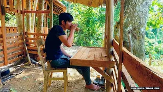 13th day living in the forest - DIY a set of wooden tables and chairs, survival | Ep 13