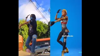 Copines Fortnite IN REAL LIFE 100% in Sync!!! (SIDE BY SIDE COMPARISON)