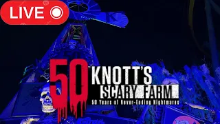 🔴LIVE KNOTTS SCARY FARM! 🎃 MAZES, SCARE ZONES, SHOWS!