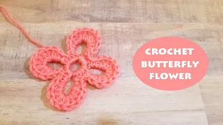 How to crochet a butterfly flower/4 petal flower? | Crochet With Samra