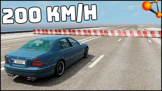 Mercedes S65 vs CONCRETE BARRIER! 200 Km/H CRASH TEST! - BeamNg Drive