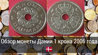 Обзор монеты Дании 1 крона 2006 года 🇩🇰