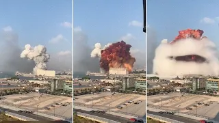 МОЩНЫЙ ВЗРЫВ В БЕЙРУТЕ СО ВСЕХ СТОРОН Порт Ливан! Lebanon explosion beirut!