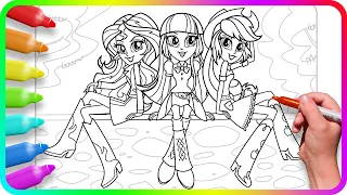 Coloring Pages EQUESTRIA GIRLS. How to draw My Little Pony. Easy Drawing Tutorial Art. Coloring MLP