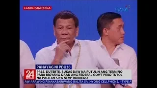 Pres. Duterte, bukas daw na putulin ang termino para bigyang-daan ang federal gov't