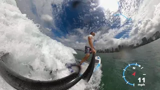 SUP Surfing @Rockpiles with GoPro Max with speedometer and compass.